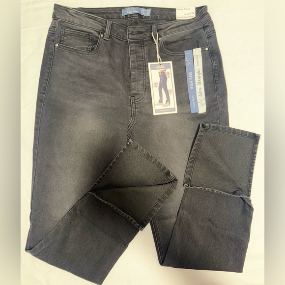 NWT INDIGO JEAN HIGH RISESLIM STRAIGHT RELAXED LEG STRETCH SIZE 13/31 - Picture 4 of 5